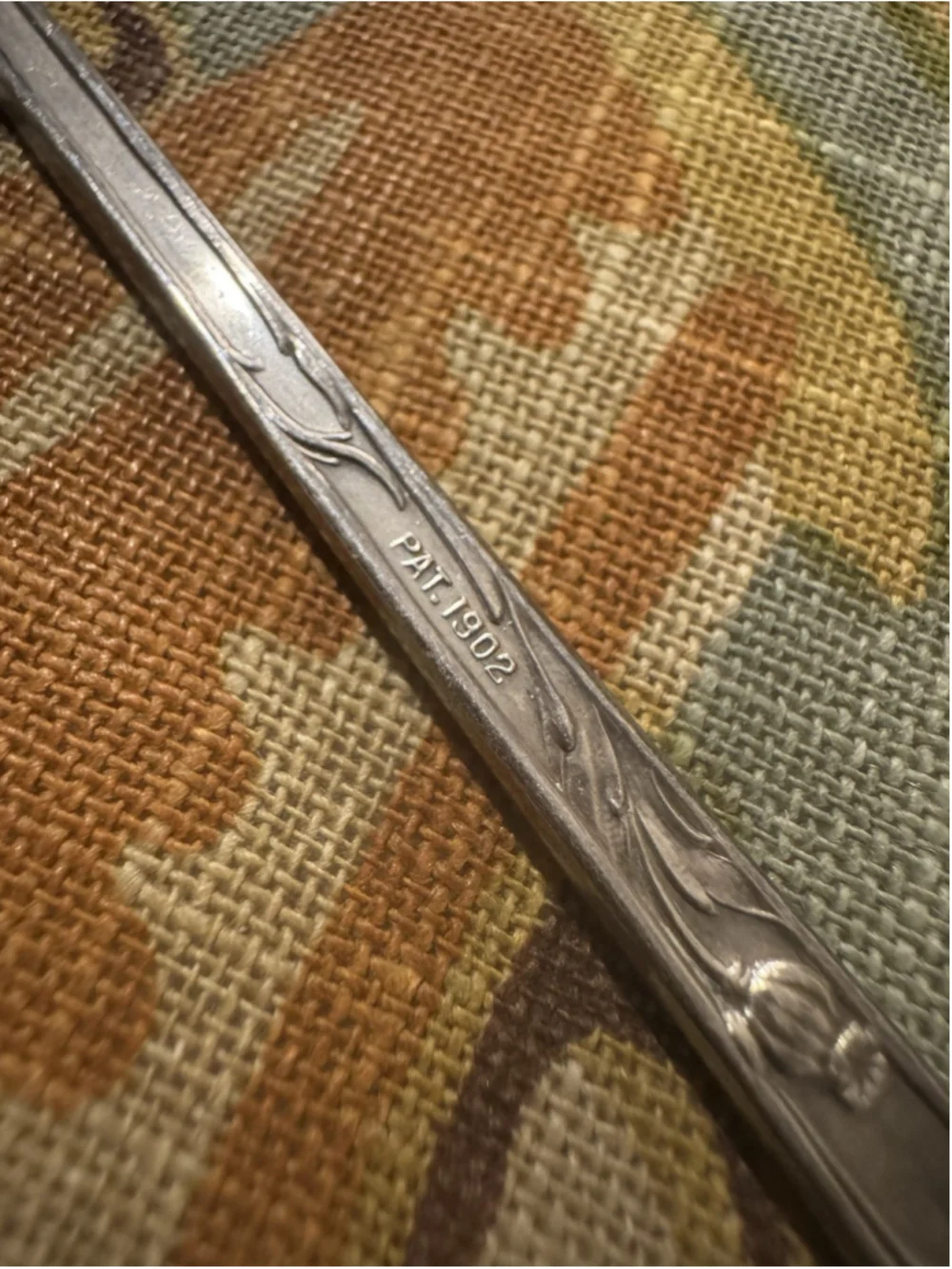 Antique 1835 R Wallace HIBISCUS Silverplate Lettuce Fork Monogram P - Picture 6 of 6